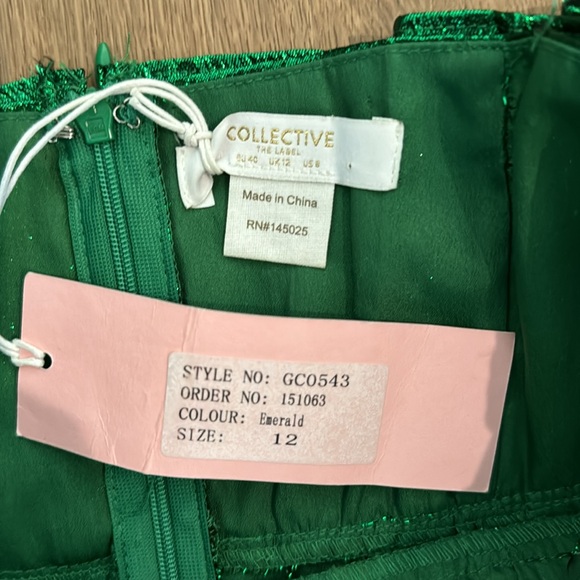 NWT The Collective Green Strapless Metallic Dress - Picture 4 of 5